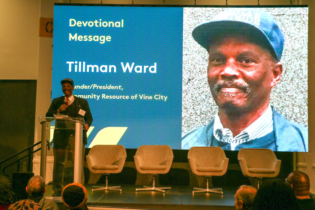 Tillman Ward leads devotion.